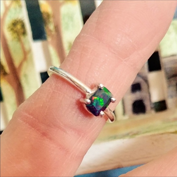 Black Ethiopian Opal Ring - 925 Sterling Silver - Size 5.5 - Picture 10 of 15